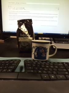Plus Peet's Coffee, which is the only coffee! Do not drink it or you will never want any other coffee. Same cup I used when I was first writing The Steerswoman